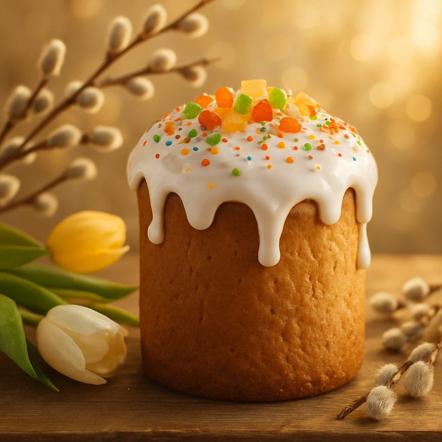 Шоколадный кулич с вяленой вишней